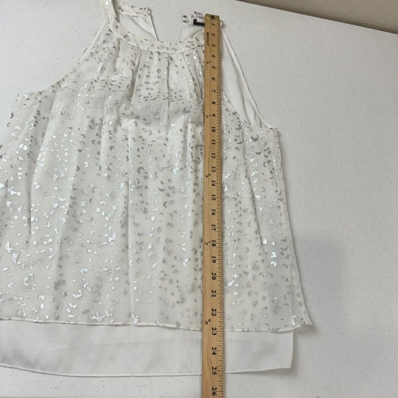 Diane Von Furstenberg Women's Parvay‎ Flutter Foil Top Sleeveless White Size 4 - Picture 14 of 15